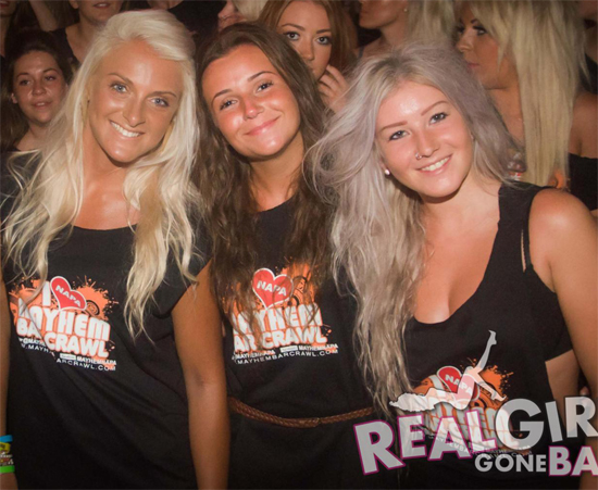 Cute British party girls on a night out