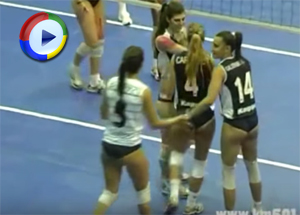 Sexy Indoor Volleyball Girls with their Asses on Display