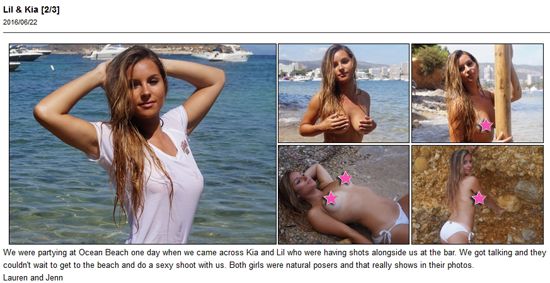 Lil and Kia strip down on the beach from wet t-shirts