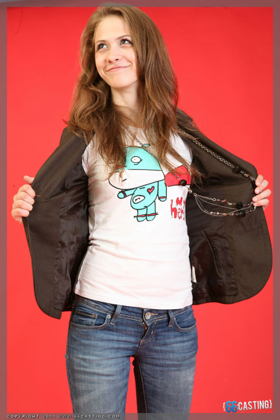 Cute brunette poses for a casting call
