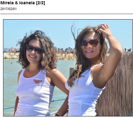 Mirela and Loanela in white t-shirts on the beach with Ugotitflauntit