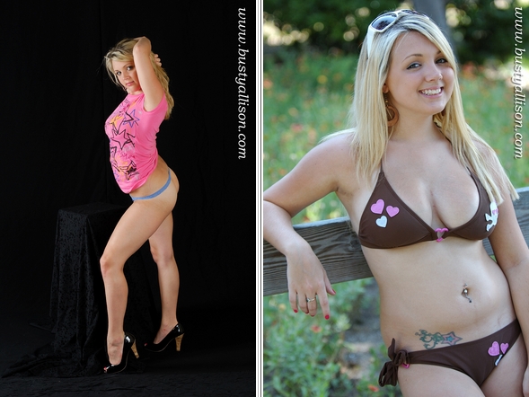 Blonde hottie posing in a bikini