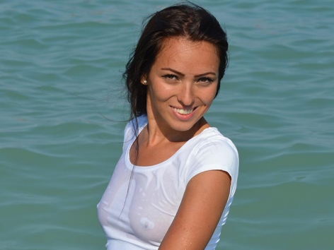 Elena on UGotItFlauntIt in a wet t-shirt