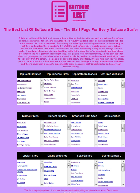 Best list of Softcore websites and models