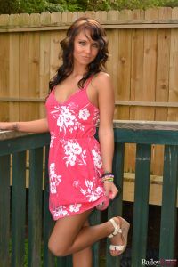 Bailey Knox looking sweet in her pink floral dress