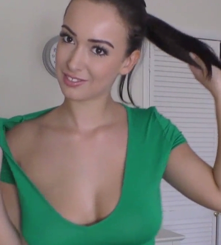 Girl shows cleavage