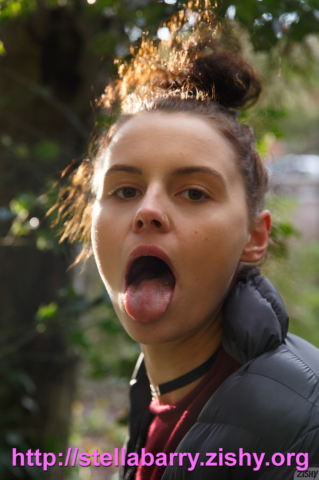 Stella pulls her tongue out