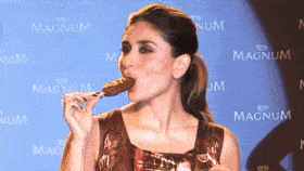 Gif of a woman eating a magnum