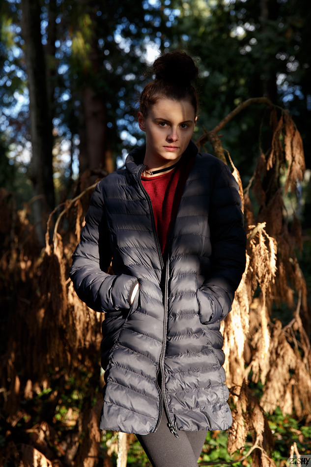 Stella Barry in the woods with Zishy