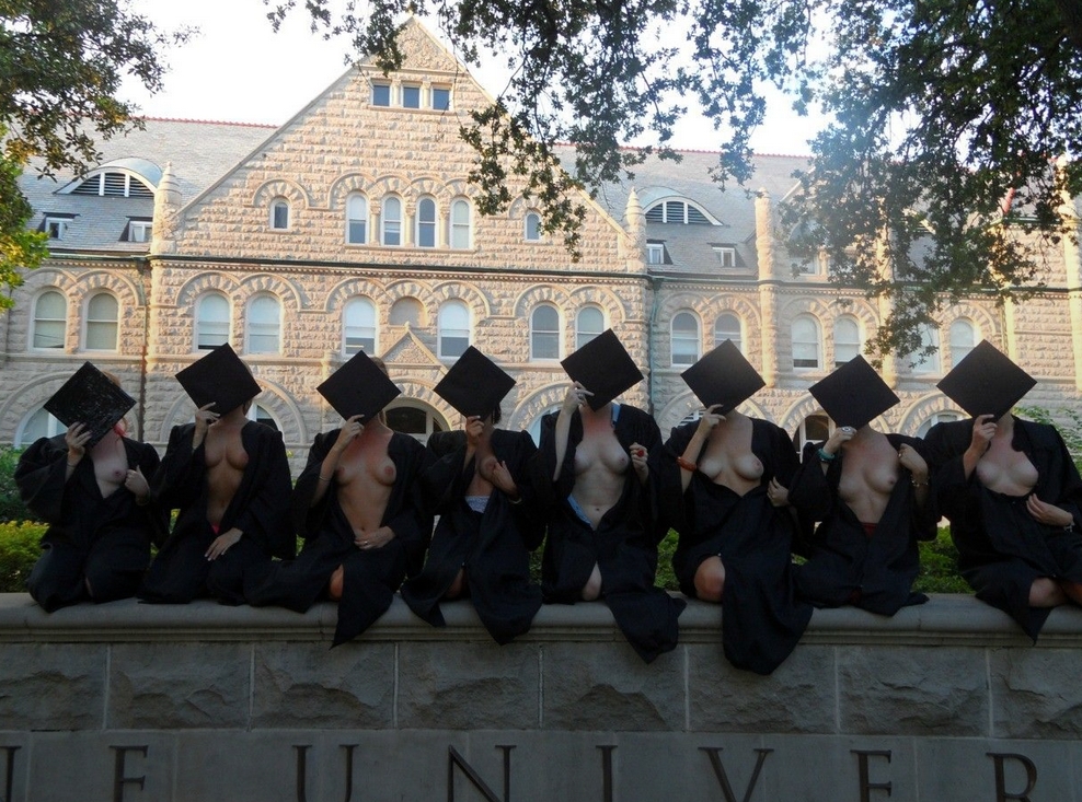 Graduation day women flash