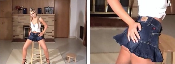 Girl in a short skirt teases