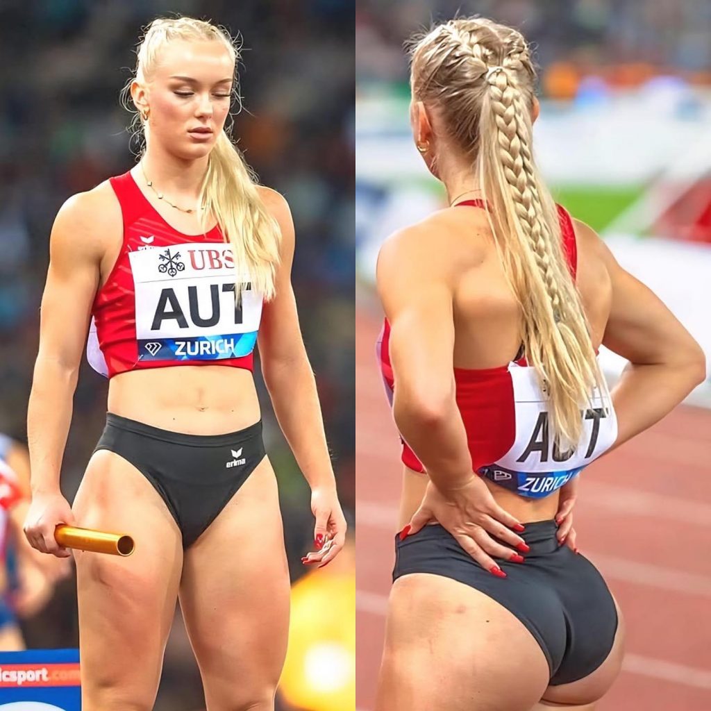 Blonde athlete in black panties